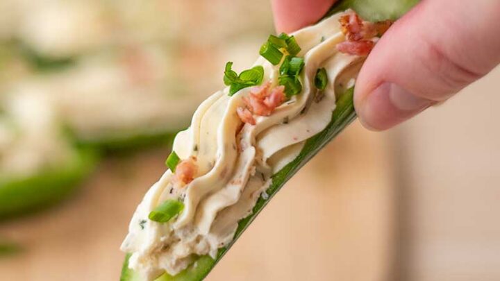 Keto Bacon Ranch Stuffed Cucumbers