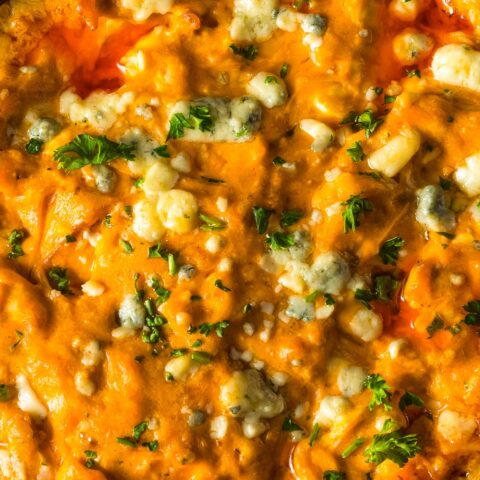 The BEST Keto Buffalo Chicken Dip • Stovetop Or Crockpot