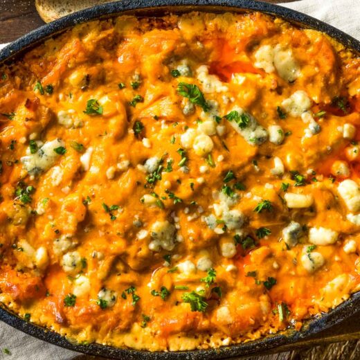 The BEST Keto Buffalo Chicken Dip • Stovetop Or Crockpot