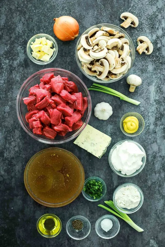 Instant Pot Beef Stroganoff with Blue Cheese & Chives