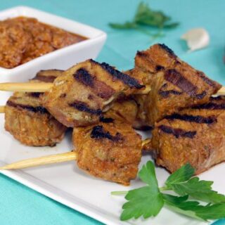Pinchos Morunos Spanish Pork Skewers with Mojo Picon