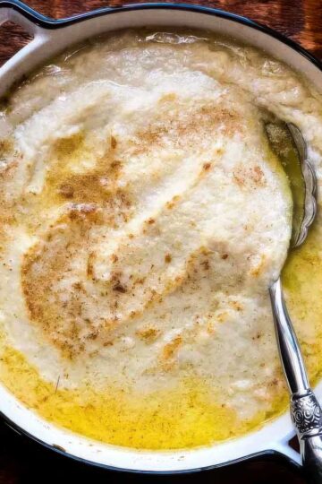 Baked Mashed Cauliflower with Parmesan Topping