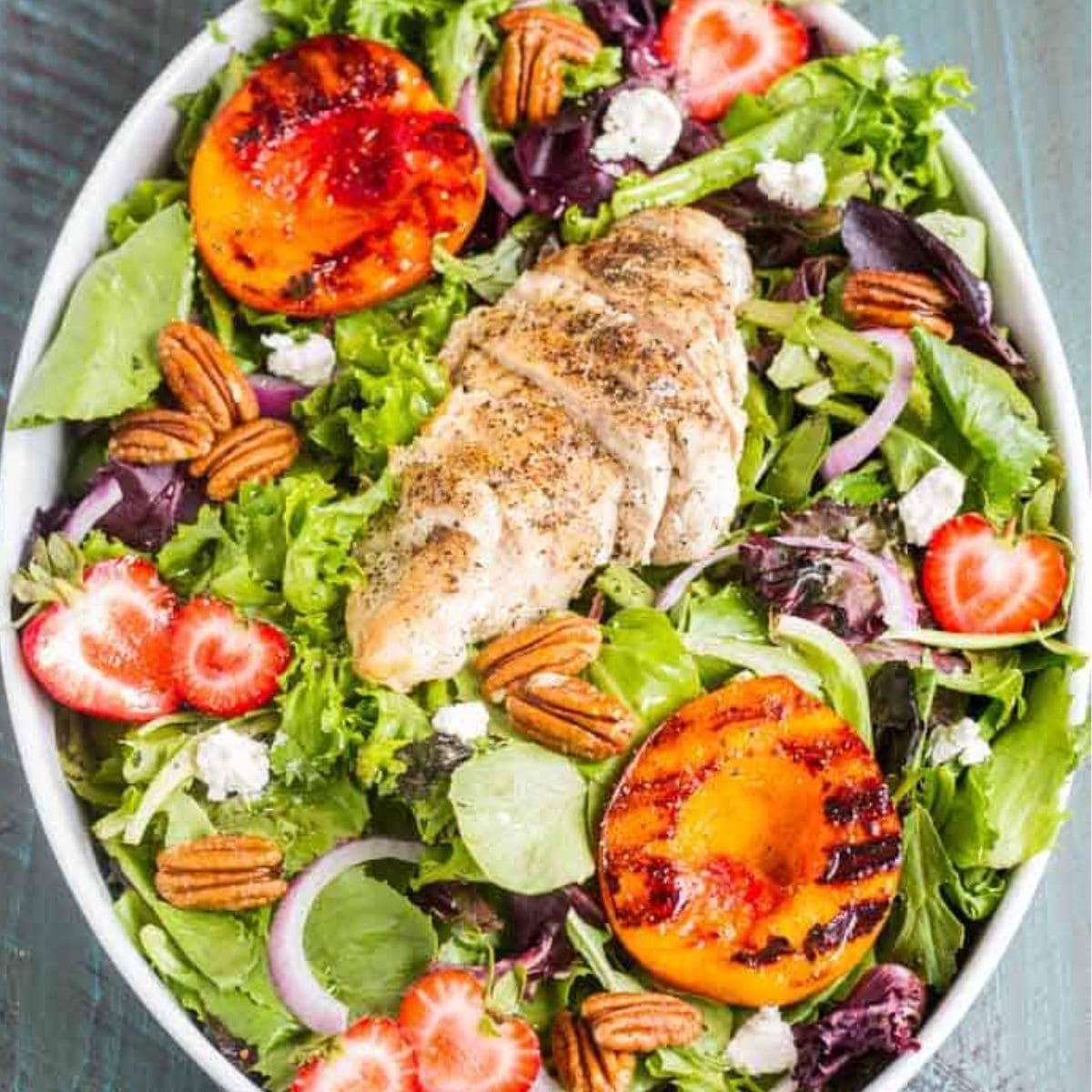 Grilled Nectarine Salad with Garlic-Pepper Chicken