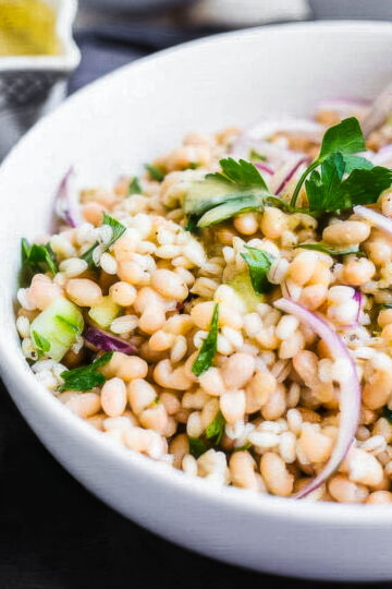 White Bean & Barley Salad with Lemon-Garlic Vinaigrette