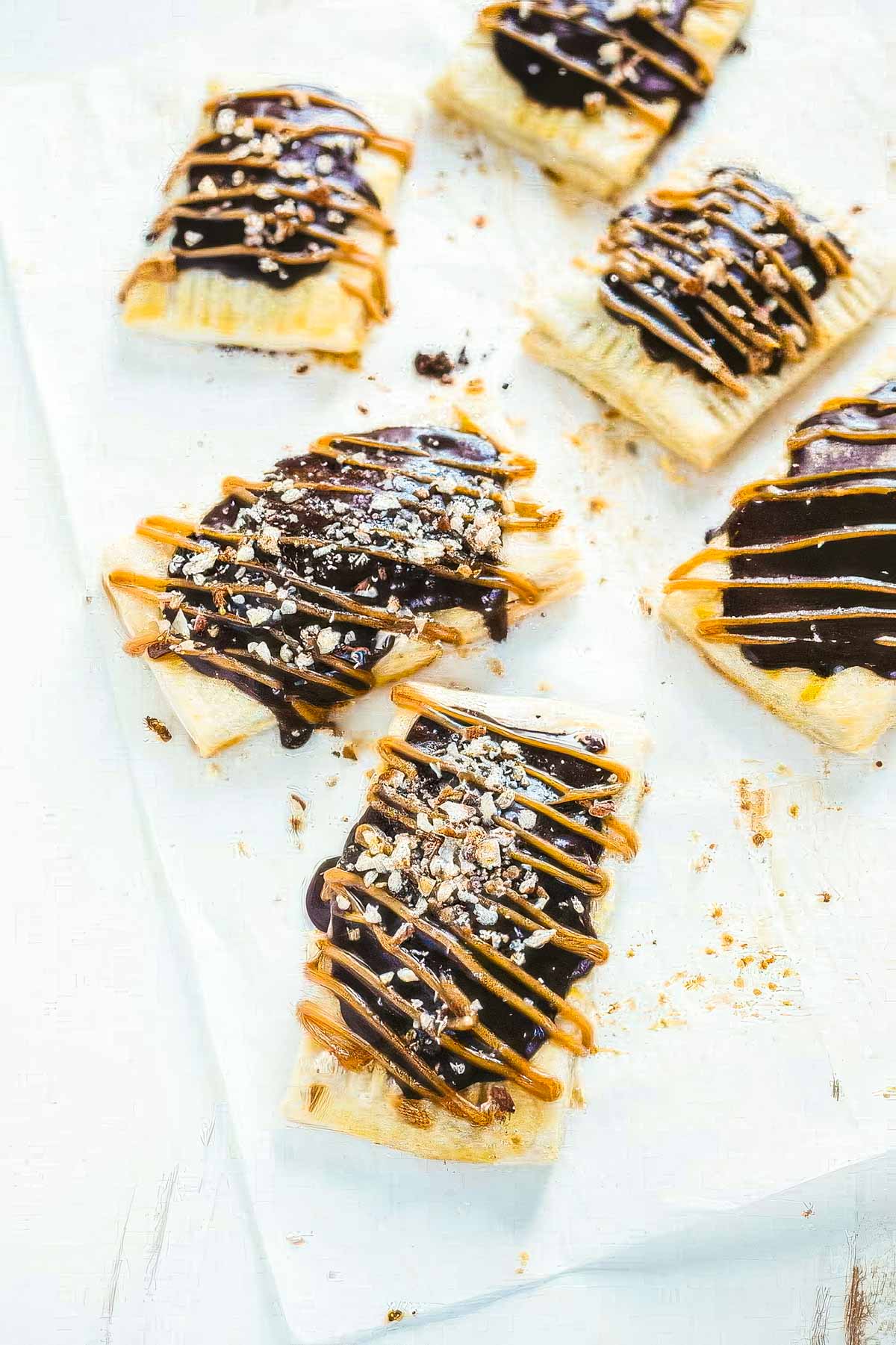 Homemade Peanut Butter Pop Tarts finished peanut butter pop tarts just after spreading with icing and chopped nuts