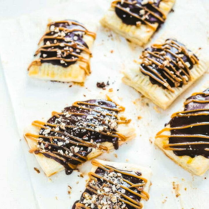 finished peanut butter pop tarts just after spreading with icing and chopped nuts
